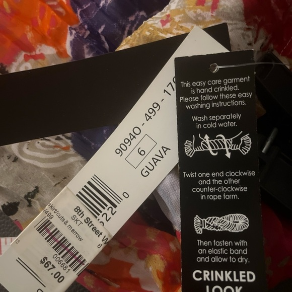 Tribal Women’s NWT Tropical Crinkled Skirt Guava Size 6 - Picture 5 of 8